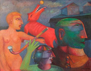 ARNALDO MICCOLI Man witha green face gra