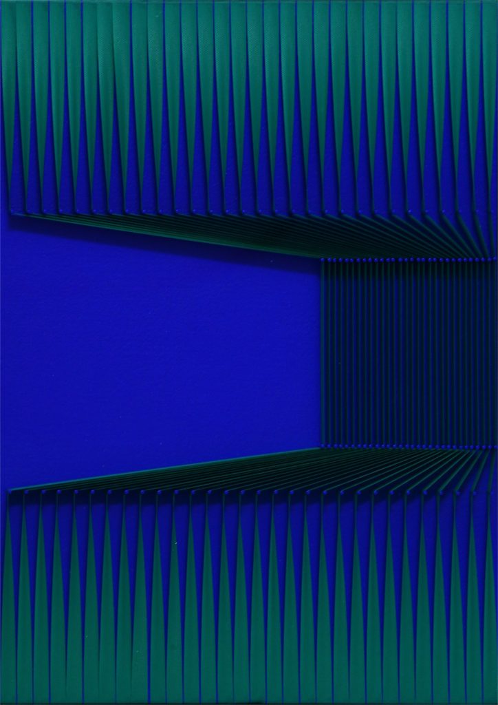Alberto Biasi, Politipo, 1976, rilievo in PVC su tavola dipinta, 30x21 cm